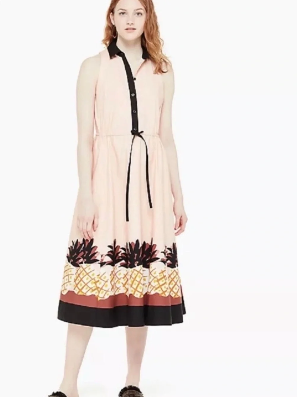 Kate Spade Sleeveless Pineapple Print Midi Dress Size M